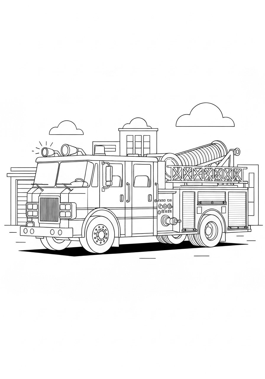 Fire Truck Coloring Pages for Kids – Free PDF Printable Collection 2 1. Classic Fire Truck Coloring Page