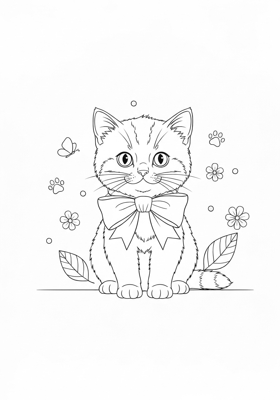 Home 18 kitten coloring pages for girls with flowers and butterfiles