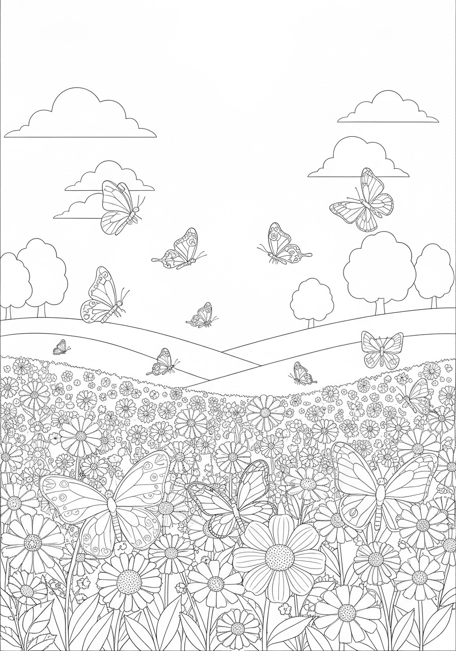 Home 19 There is a flower field that is full of butterflies.