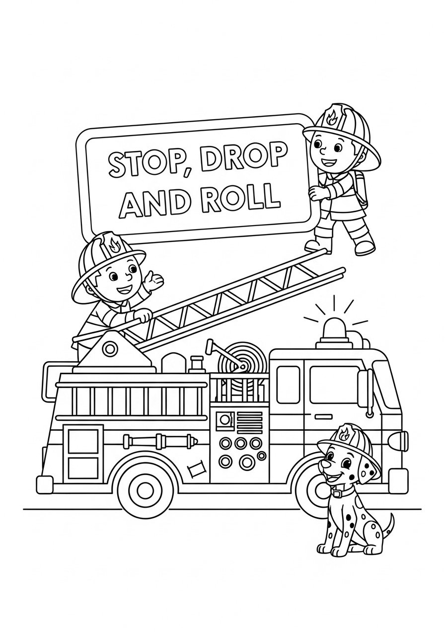Fire Truck Coloring Pages for Kids – Free PDF Printable Collection 23 22. Coloring Page Fire Truck with Fire Safety Message