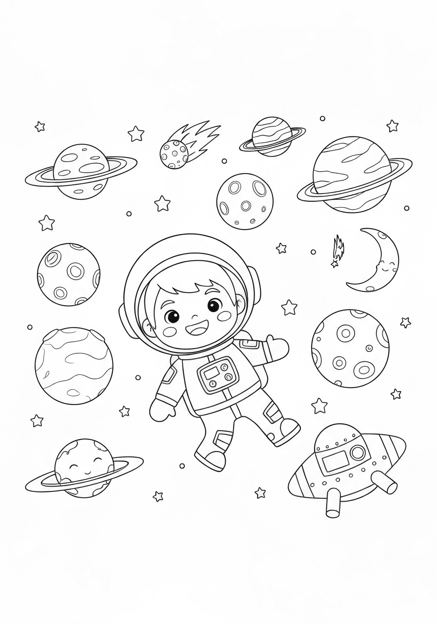 Home 8 kid astrnaut coloring pages