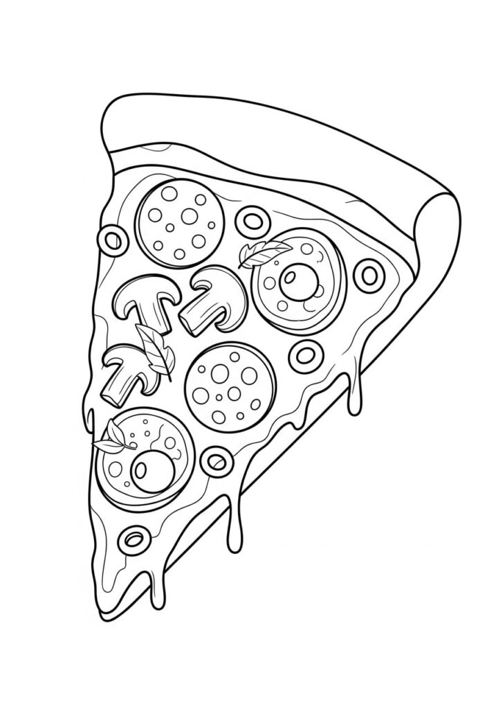 Printable Pizza Coloring Pages – Slices, Toppings & Kawaii Art 2 Simple Pizza Coloring Sheet for Preschoolers