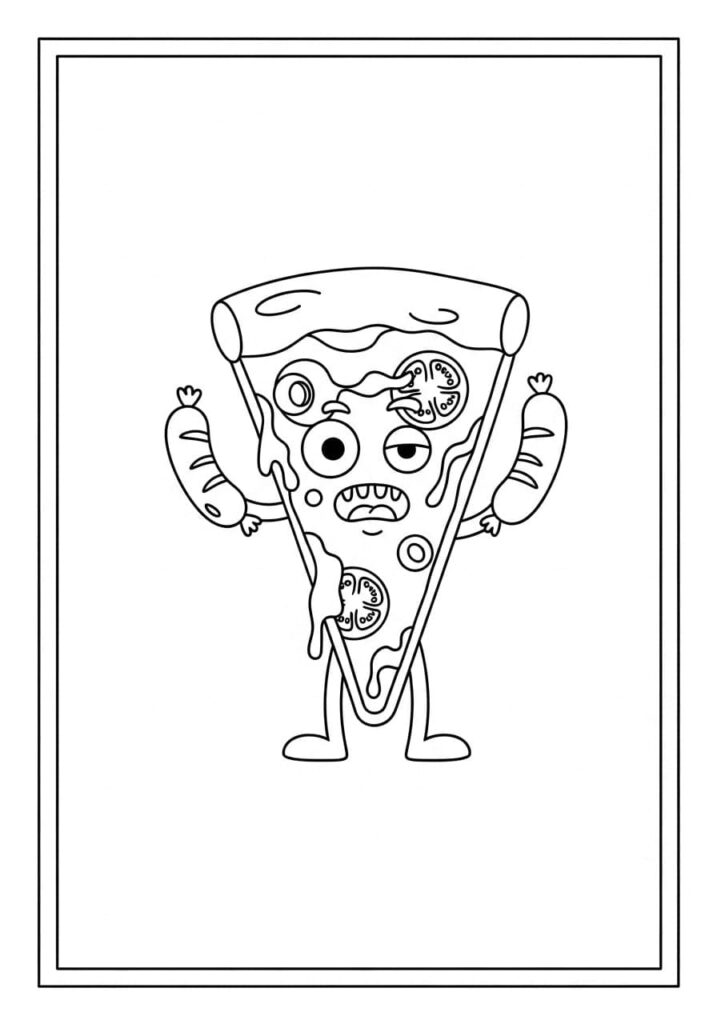 Printable Pizza Coloring Pages – Slices, Toppings & Kawaii Art 12 Pizza Monster