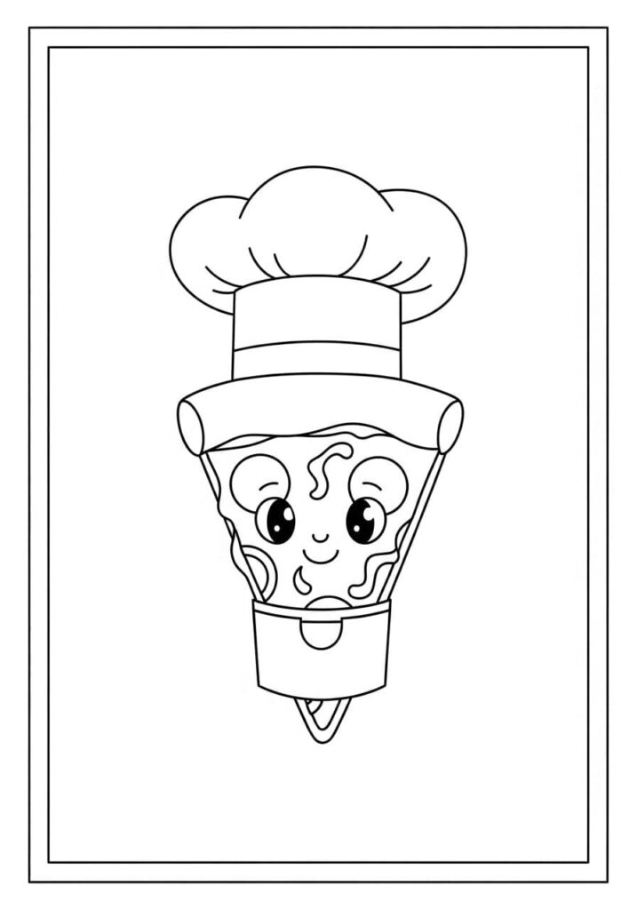 Printable Pizza Coloring Pages – Slices, Toppings & Kawaii Art 13 Pizza Chef Slice