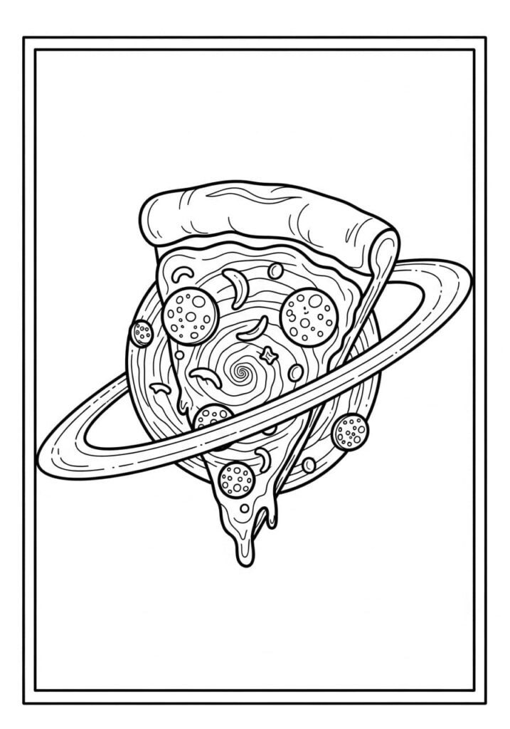 Printable Pizza Coloring Pages – Slices, Toppings & Kawaii Art 15 Pizza Planet