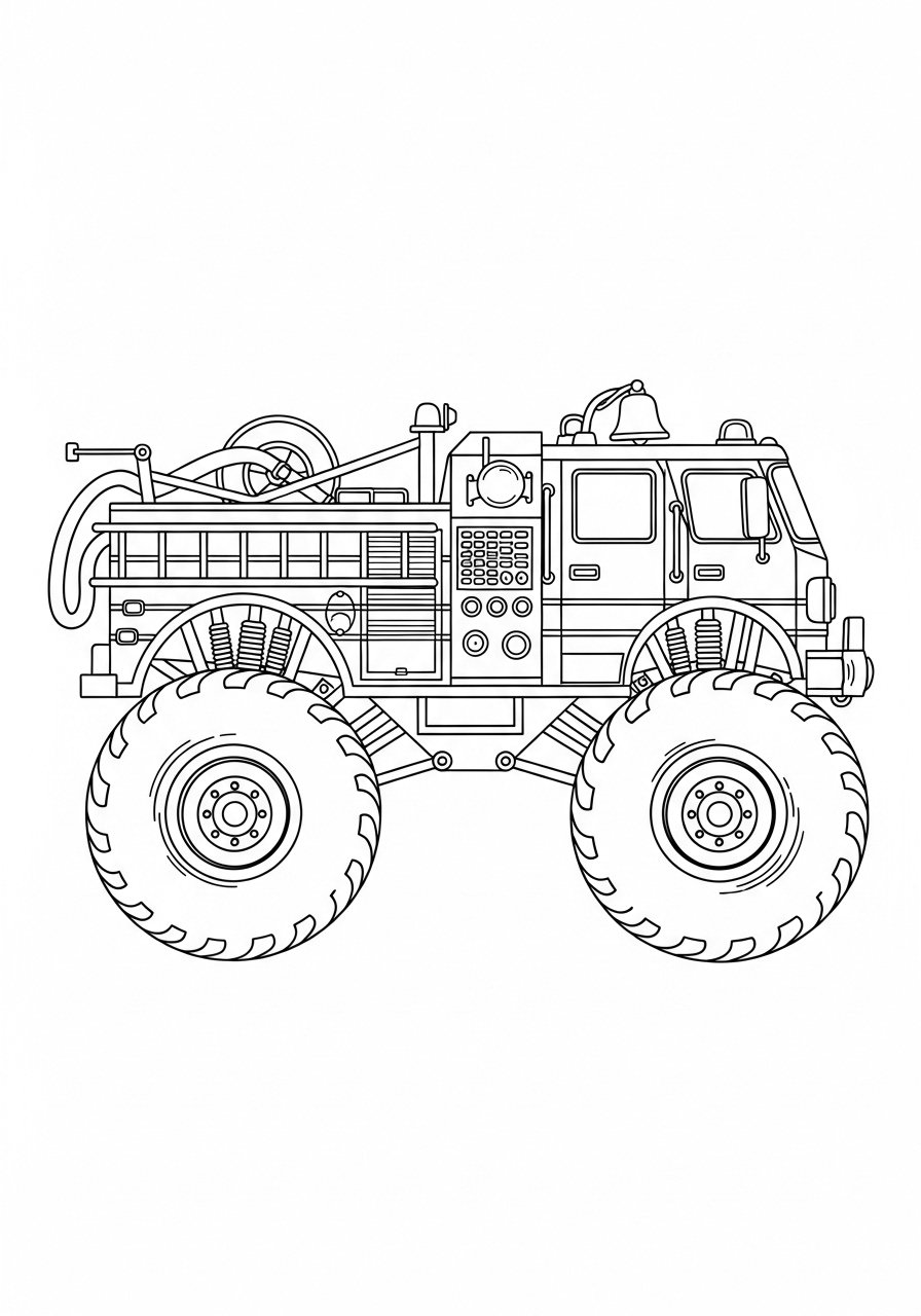 Fire Truck Coloring Pages for Kids – Free PDF Printable Collection 16 15. Monster Truck Fire Engine Combo
