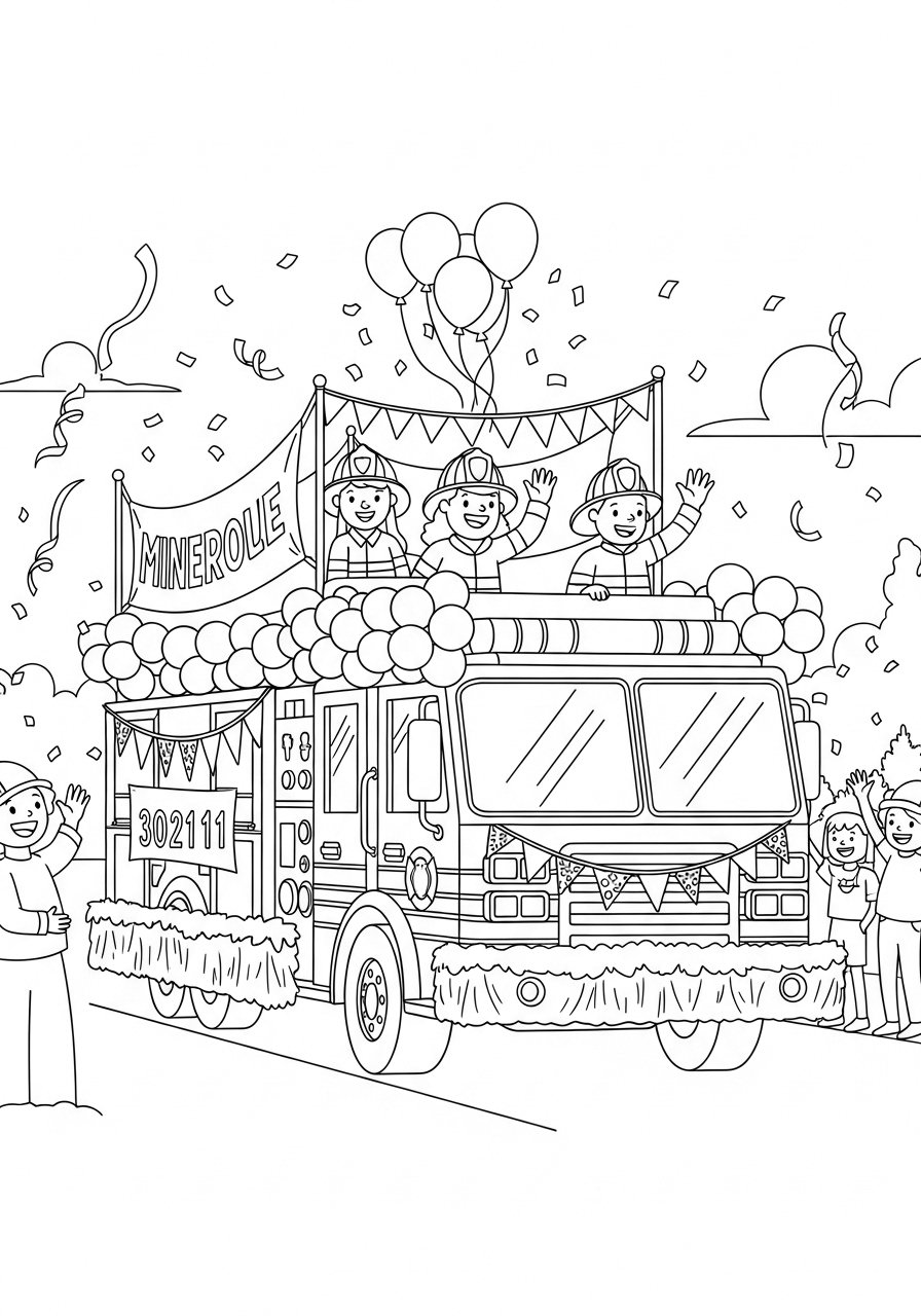 Fire Truck Coloring Pages for Kids – Free PDF Printable Collection 19 18. Fire Truck Parade Float