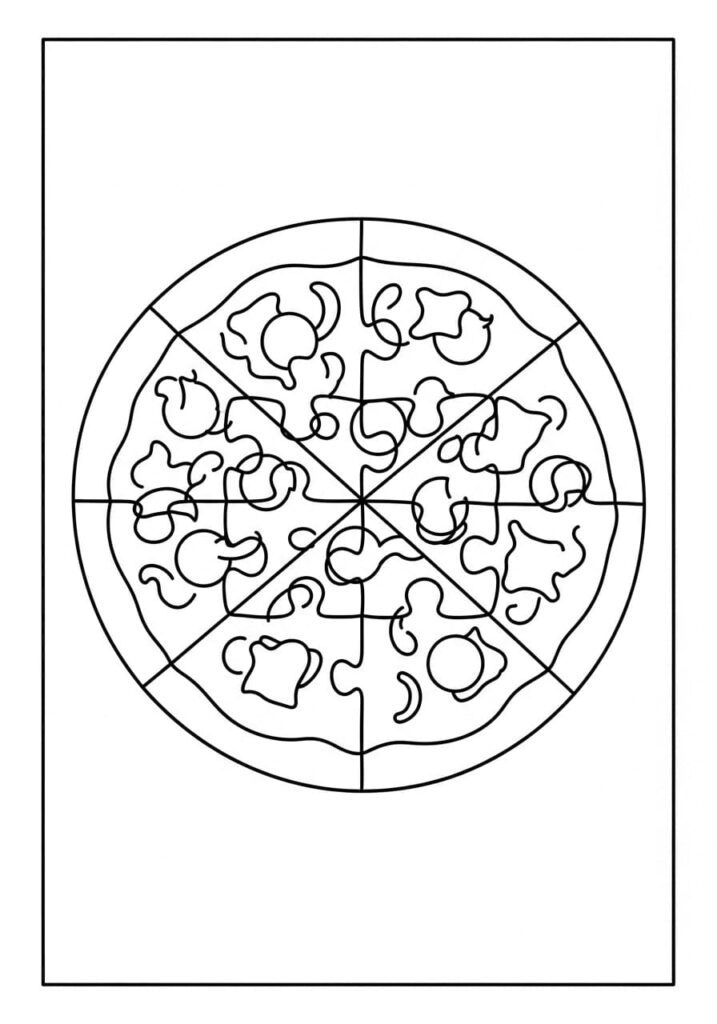 Printable Pizza Coloring Pages – Slices, Toppings & Kawaii Art 20 Pizza Puzzle Page