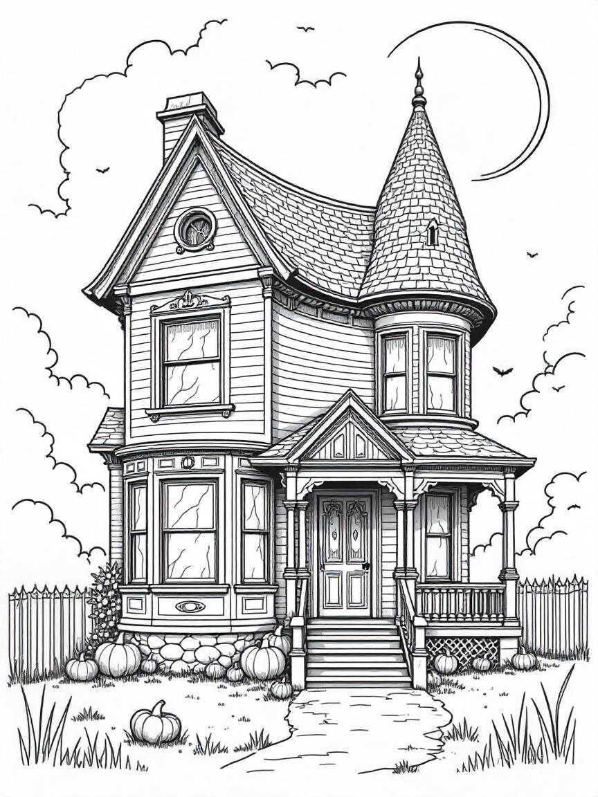 Free Halloween Coloring Pages for Kids – Print & Color Today 13 haunted house coloring pages