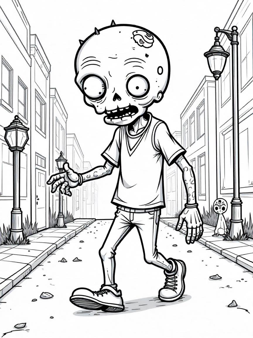 Free Halloween Coloring Pages for Kids – Print & Color Today 6 cartoon zombie halloween coloring pages