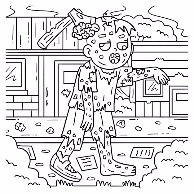 20 Zombie Coloring Pages For Kids 18 artful zombie with a spooky touch- children