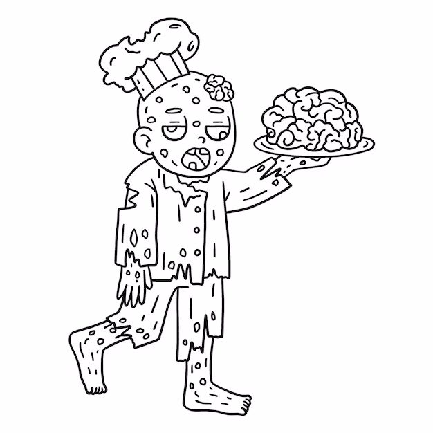 20 Zombie Coloring Pages For Kids 2 zombie with a big brain color page