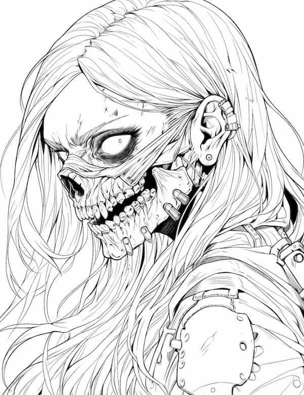 20 Zombie Coloring Pages For Kids 6 goofy zombie girl color pages