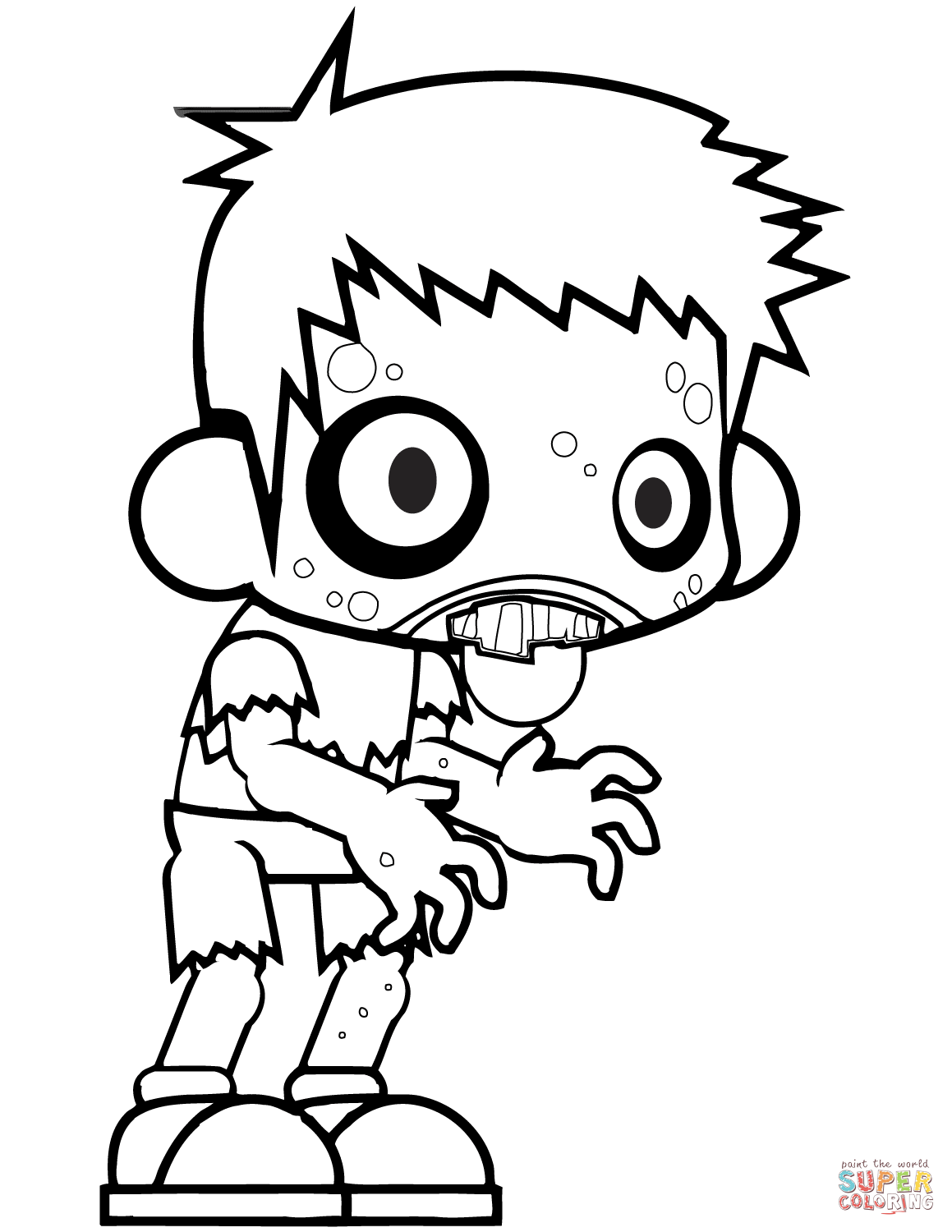 20 Zombie Coloring Pages For Kids 13 kawaii zombie boy pages