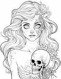 20 Zombie Coloring Pages For Kids 12 trailing wrap of a zombie bride-creepy color pages